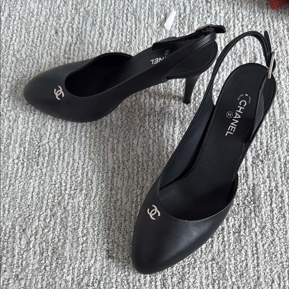 Chanel Black Slingback Heels